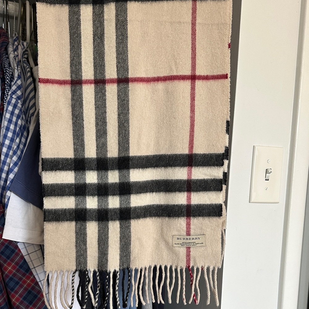 Burberry Beige, Black & Red Classic Check Scarf